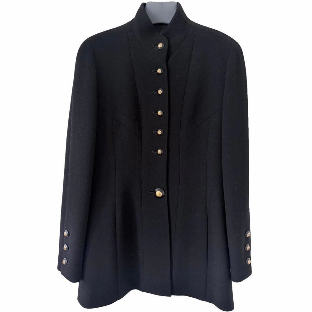 CHANEL BOUTIQUE 93A Long Military Wool Blazer Jacket| FR 36